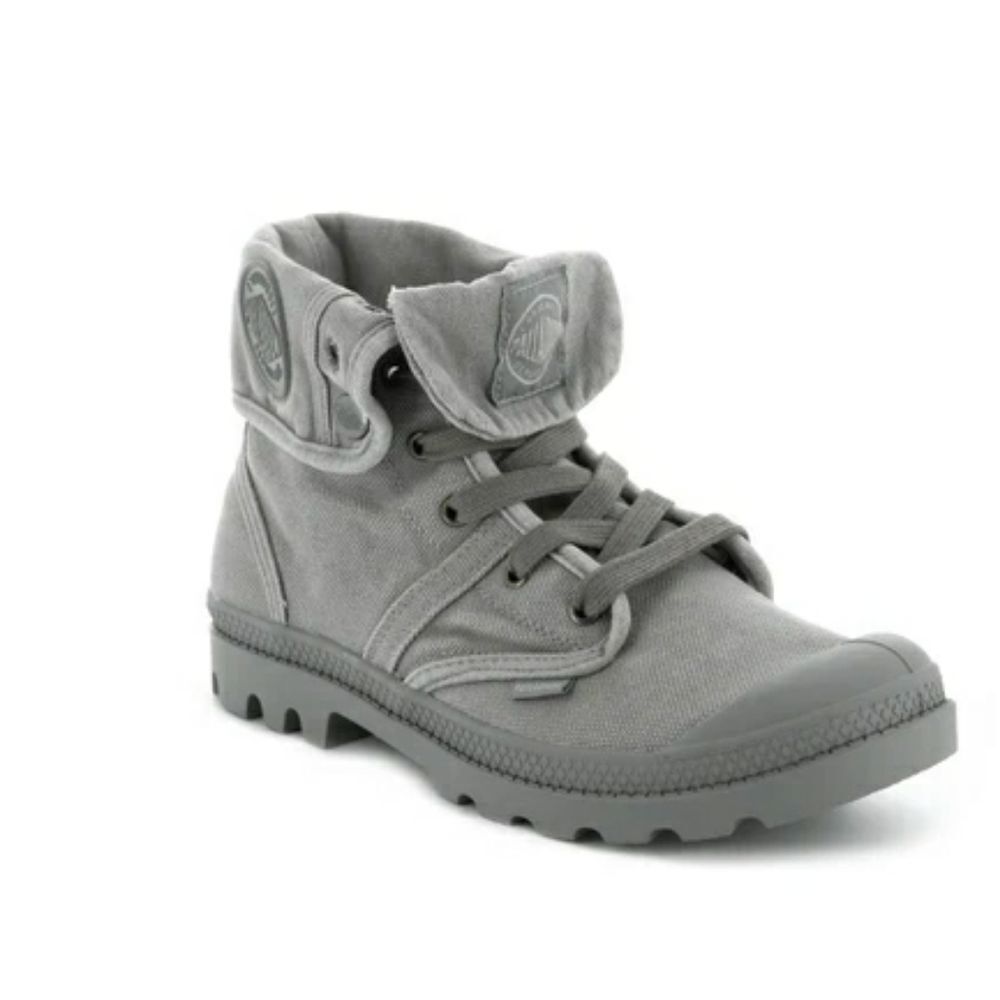 NEW Ladies Palladium Pallabrouse Grey Fold Up Combat Military Boots 11 - Picture 2 of 9